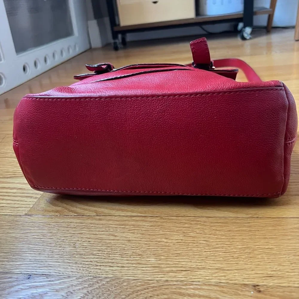 Kate Spade Allen St Raquel Satchel Red Leather Purse with Detachable Strap